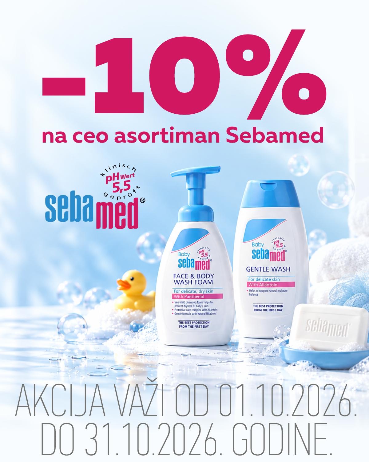 10% popusta na ceo asortiman Sebamed proizvoda. 10% popusta na ceo asortiman Sebamed proizvoda.